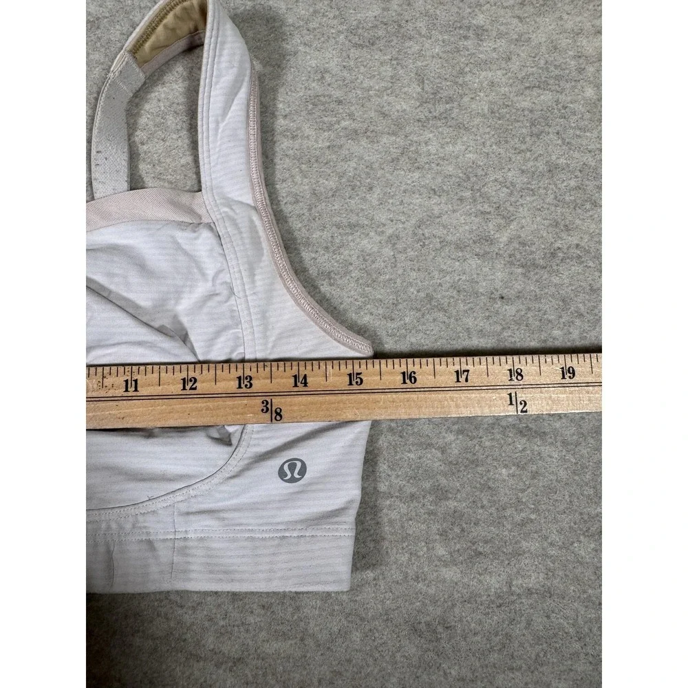 Lululemon Sports Bra Womens 34DD White Stripe High Support Hook & Eye Running